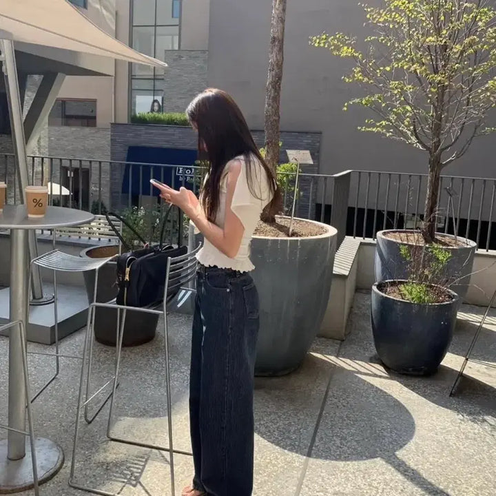 [BUNJANG] Lily Cote Stripe Denim Pants Size S / 릴리코츠 빌리 스트라이프 데님 S 사이즈 (새상품, 택O)