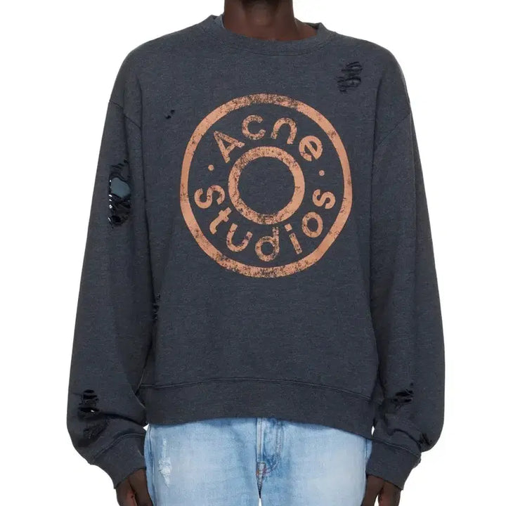 [BUNJANG] Acne Studios Logo Distressed Sweatshirt / 아크네 스튜디오 로고 데미지 스웨트셔츠