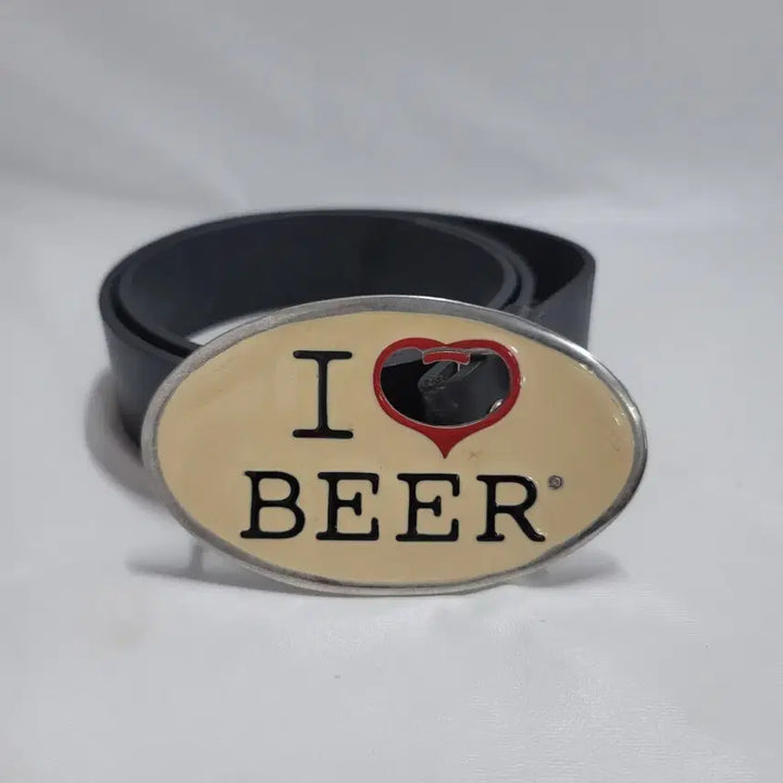 [BUNJANG] I Love Beer Big Buckle Leather Belt / 빅버클 가죽벨트/a970