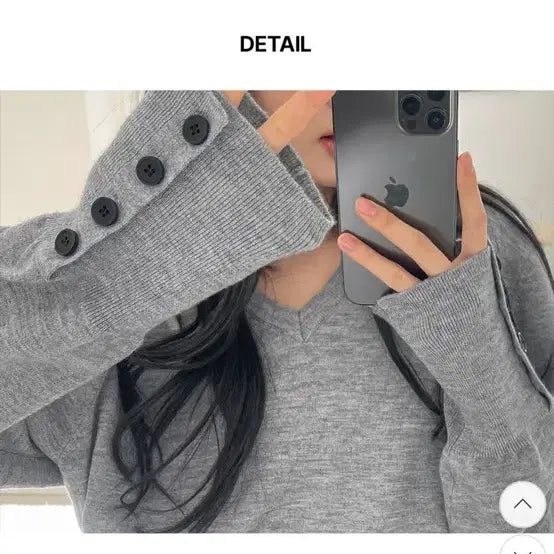 [BUNJANG] Dangdanggirl V-Neck Oversized Long Sleeve Knit with Button Detail / 당당걸 리너블 소매버튼 브이넥 오버핏 긴팔 니트