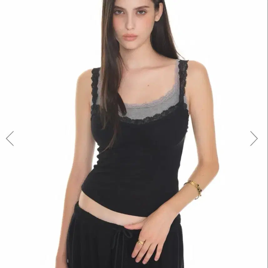 [BUNJANG] Too Much Tax Lace Camisole Black / 투머치택스 레이스 케미탑 나시 블랙