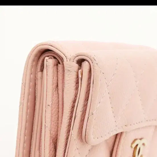 [BUNJANG] Chanel Gold Hardware Classic 3-Fold Wallet Pink / (정품) 샤넬 금장 똑딱이 클래식 3단지갑 핑크 딸기우유