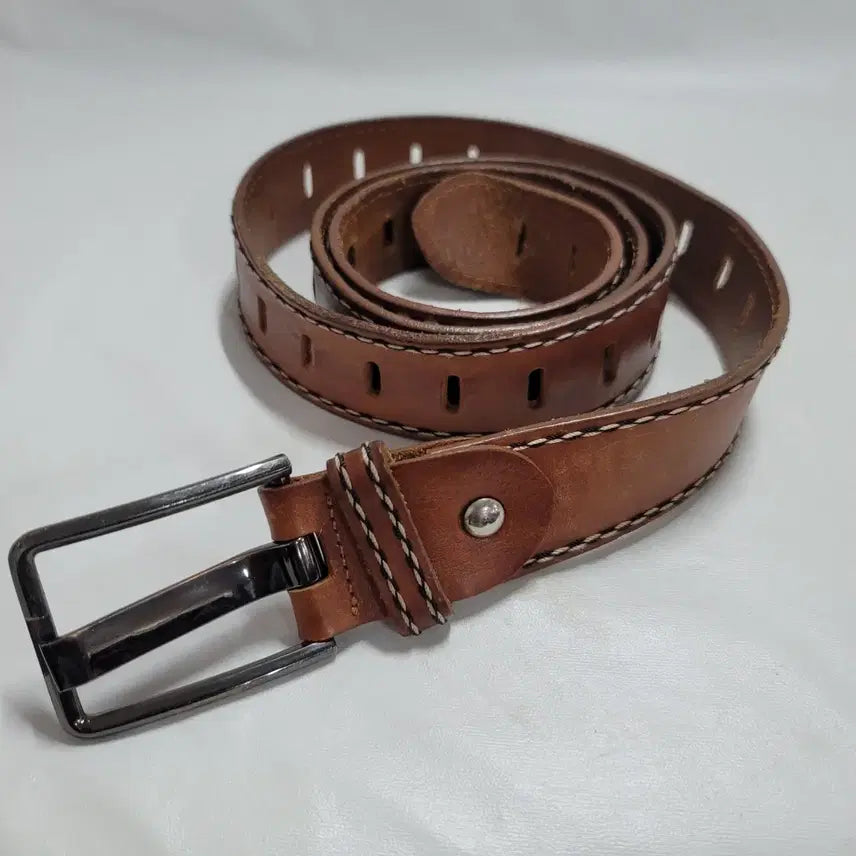 [BUNJANG] Genuine Leather Stitch Belt / 통가죽 스티치벨트/a978