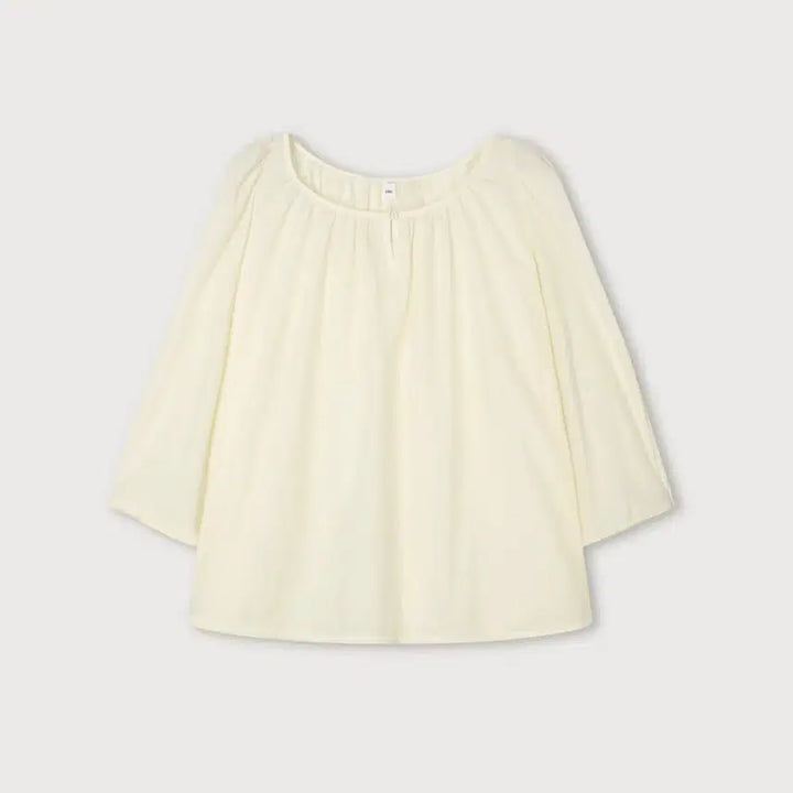 [BUNJANG] Ethos Glossy Roundneck Blouse Cream / 에토스 글로시 라운드넥 블라우스 크림