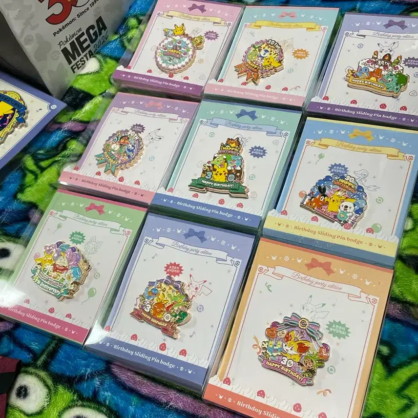 [BUNJANG] Pokemon 30th Anniversary 9-Piece Badge Set / 포켓몬 30주년 뱃지 9종 일괄