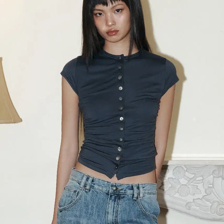 [BUNJANG] Please Follow Gwen Button Tip Cool Charcoal / 플리즈노팔로우 그웬 버튼 팁 쿨챠콜