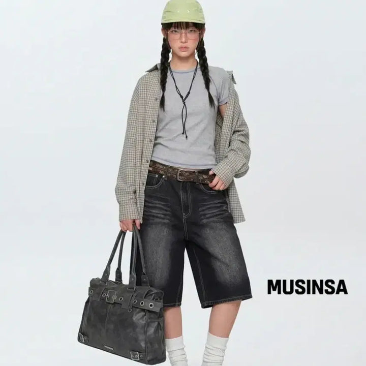 [BUNJANG] Trillion Cat Washed Bermuda Denim Pants / 트릴리온 캣 브러쉬 워시드 버뮤다 데님팬츠