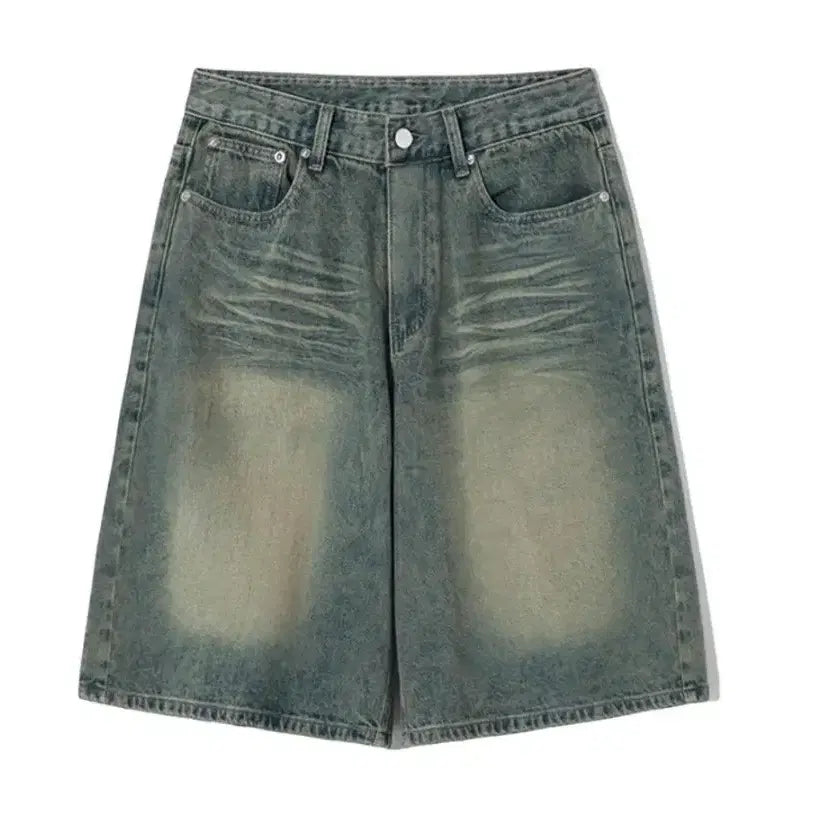 [BUNJANG] Trillion Washed Bermuda Denim Pants / 트릴리온 캣 브러쉬 워시드 버뮤다 데님팬츠