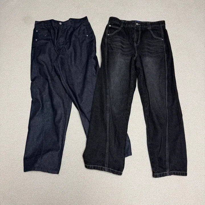 [BUNJANG] DECKET Curved Wide Jeans Black Indigo (Set of 2) / (32)데케트 커브드 와이드 진 흑청+인디고