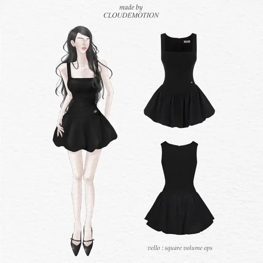 [BUNJANG] Cloud Emotion Velo Dress Black / 클라우드이모션 벨로 원피스 블랙