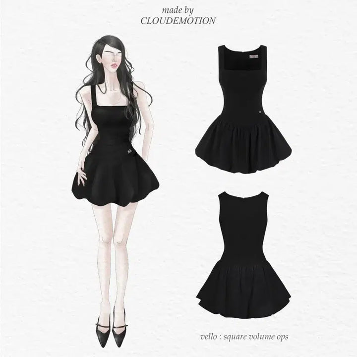 [BUNJANG] Cloud Emotion Velo Dress Black / 클라우드이모션 벨로 원피스 블랙