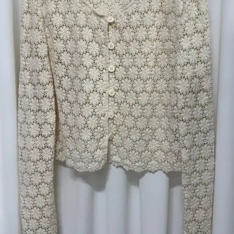 [BUNJANG] 8seconds Crochet Beige Flower Cardigan / 에잇세컨즈 크로셰 베이지 플라워 가디건