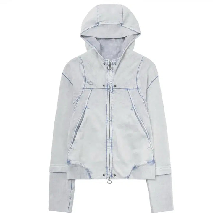 [BUNJANG] Mischief Rhombus Punching Hoodie Zip Up Bleached Light Blue / 미스치프 롬버스 펀칭 후드 집업 블리치드 라이트 블루