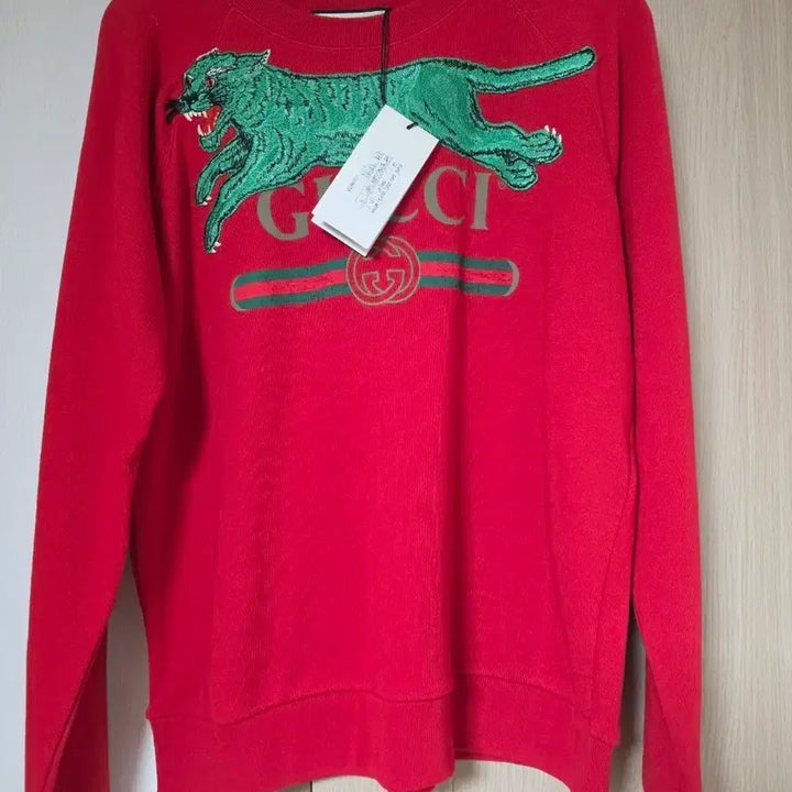 [BUNJANG] Gucci Red Tiger Embroidered Sweatshirt T-Shirt / 구찌 레드 타이거 자수 맨투맨 티셔츠