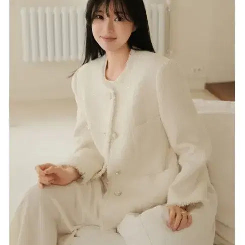[BUNJANG] Cheeu Tweed Jacket Ivory / 미개봉 새것] 치유의 옷장 cheeu 트위드자켓