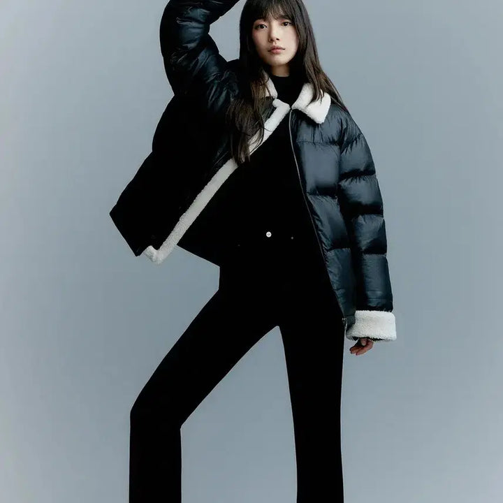 [BUNJANG] Guess Black Brushed Slim Straight Trousers / 게스 블랙 기모 슬림 스트레이트 바지 (YO4D3190)