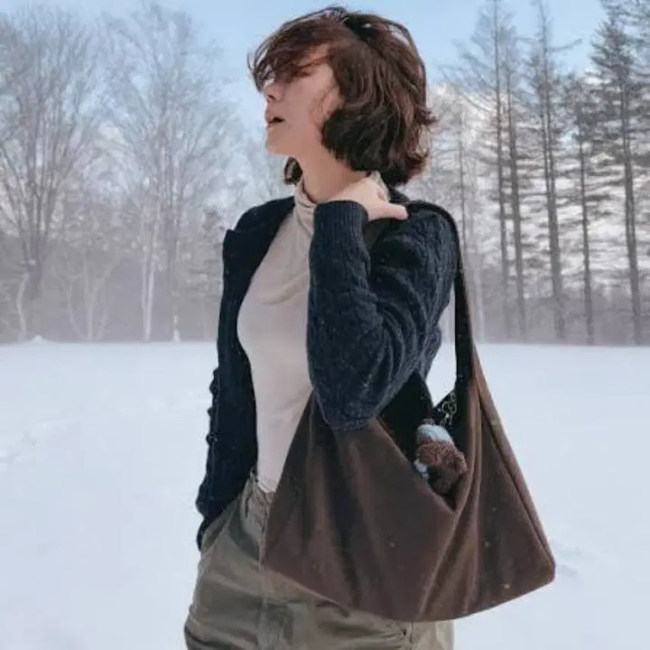 [BUNJANG] Anodds Suede Hobo Bag Brown / 앤오즈 anodds 스웨이드 호보백 브라운