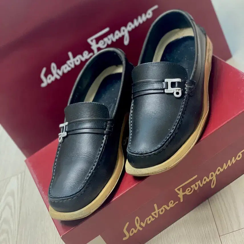 [BUNJANG] Salvatore Ferragamo Leather Loafer Sneakers Navy 245mm / [페라가모] 백화점 정품 명품 로퍼 스니커즈 245