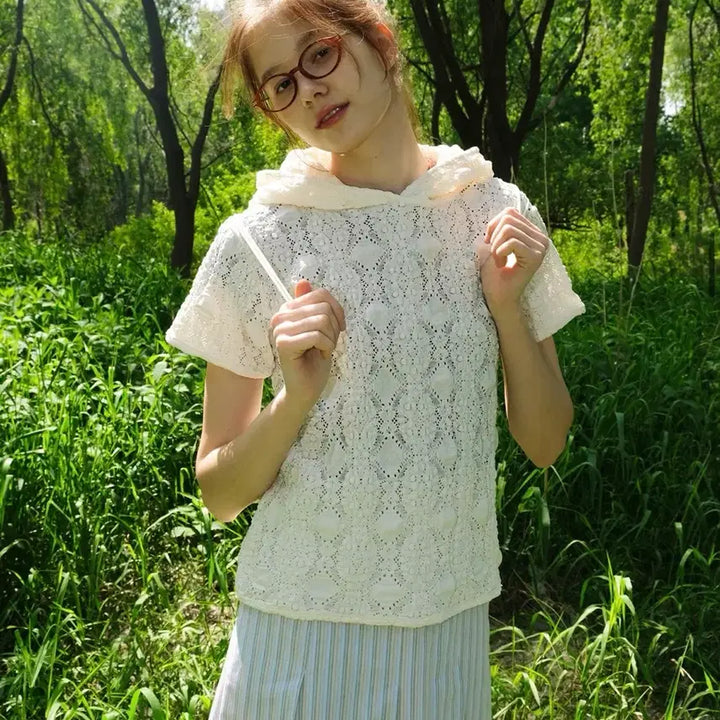 [BUNJANG] Festo Lace Hoodie Dove / 페스토 레이스 후디 도브