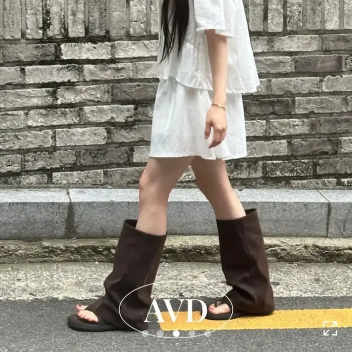 [BUNJANG] Abangdew Suede Sandal Boot Warmers / 스웨이드 샌들쪼리부츠워머 에이블리 아방듀