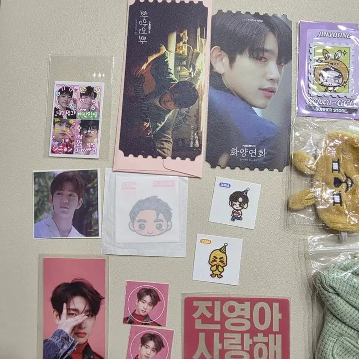 [BUNJANG] GOT7 Jinyoung Doll + Doll Clothes + Unofficial Photocard, Sticker Bundle Set / 갓세븐 진영 인형 + 인형옷 + 비공굿 포토카드, 스티커 일괄양도