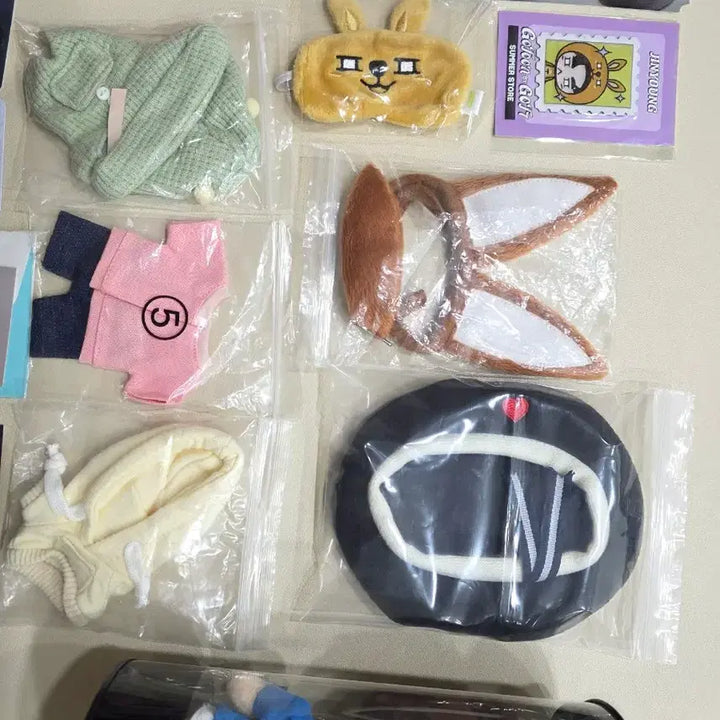 [BUNJANG] GOT7 Jinyoung Doll + Doll Clothes + Unofficial Photocard, Sticker Bundle Set / 갓세븐 진영 인형 + 인형옷 + 비공굿 포토카드, 스티커 일괄양도