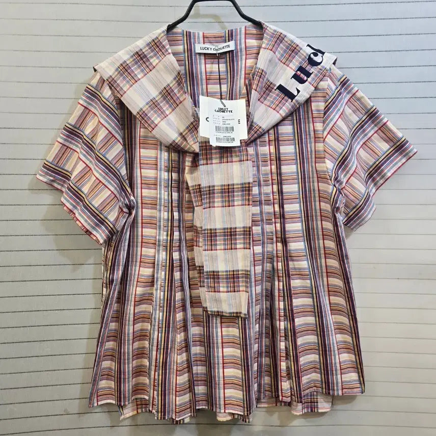 [SOLD OUT] 럭키슈에뜨 체크 반팔 블라우스  새상품