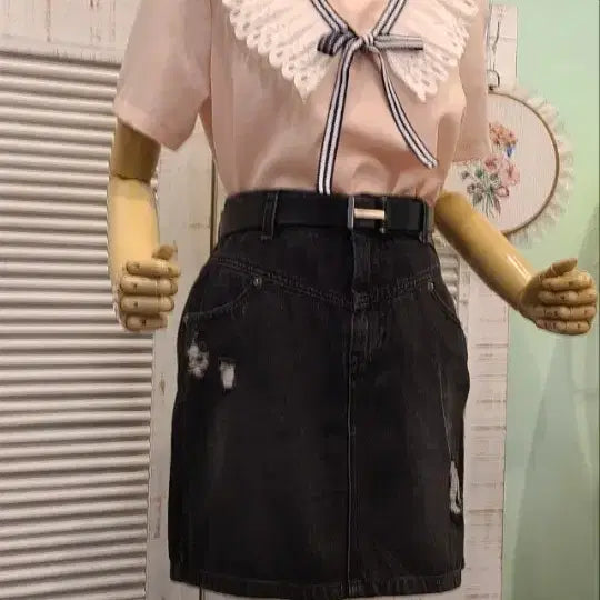 [BUNJANG] SJYP Black Denim Mini Skirt / SJYP 블랙진 미니 스커트 55