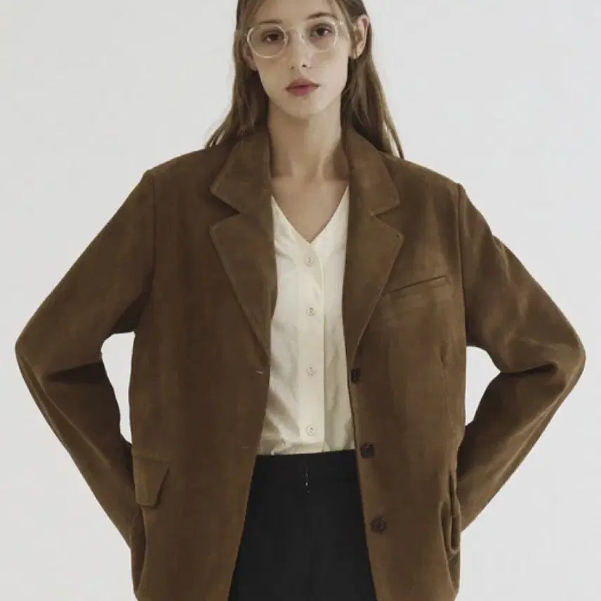 [BUNJANG] Tilber Classic Vegan Suede Jacket Brown / 틸버 클래식 비건 스웨이드 자켓 브라운