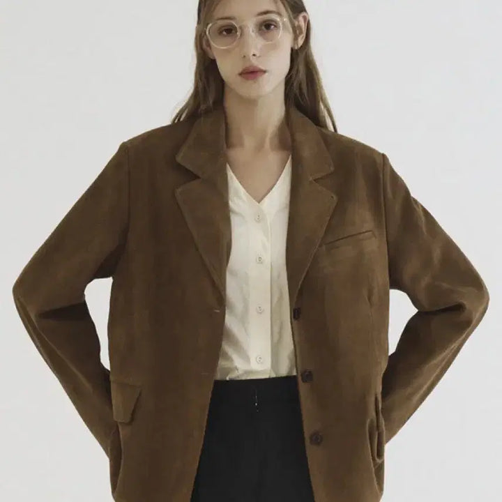 [BUNJANG] Tilber Classic Vegan Suede Jacket Brown / 틸버 클래식 비건 스웨이드 자켓 브라운