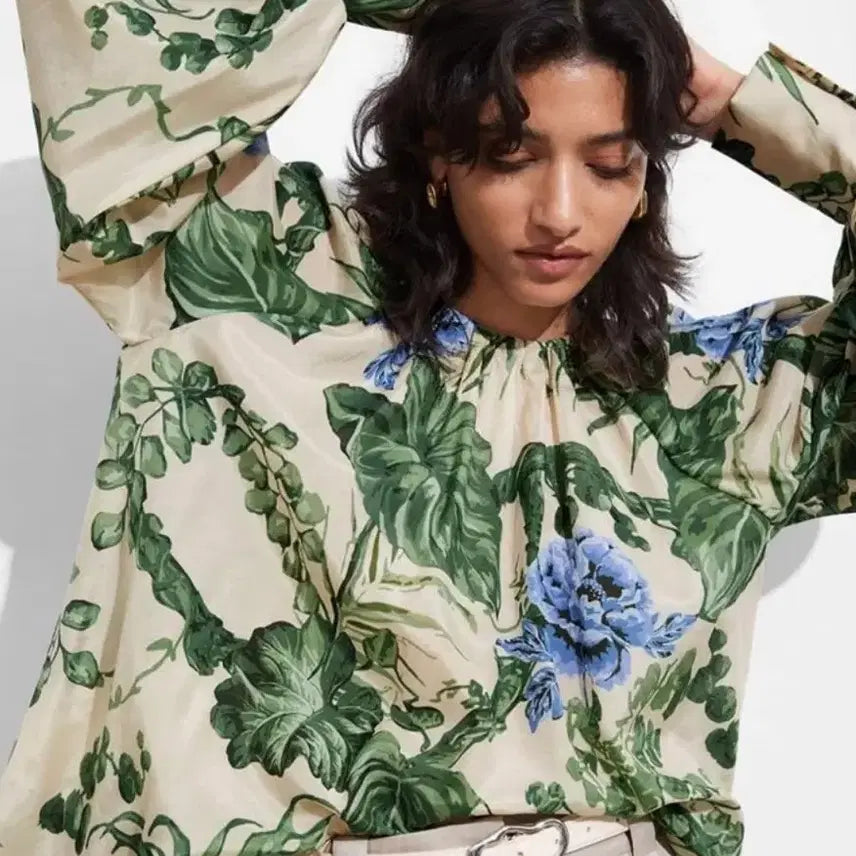 [BUNJANG] And Other Stories Floral Cotton Silk Trapeze Top / (새상품) 앤아더스토리즈 플로럴 코튼 실크 트래피즈 탑