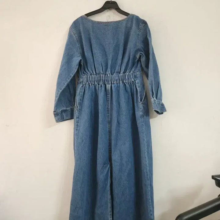 [BUNJANG] Denim Long Dress with Back Slit / 청 데님 롱 원피스 뒷트임