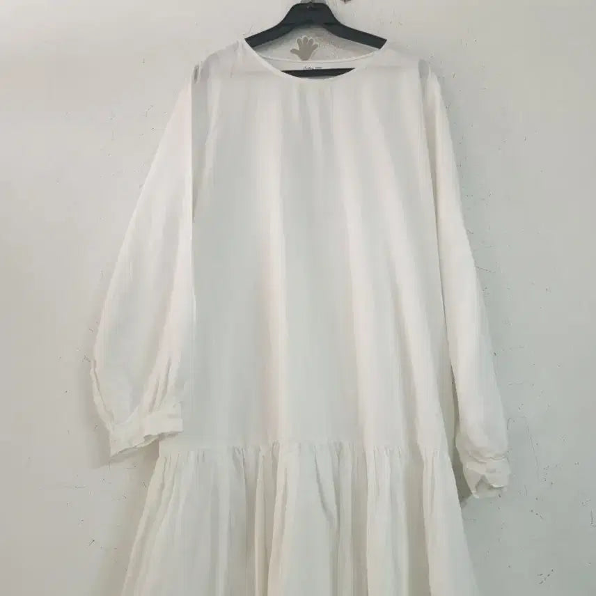 [BUNJANG] White Long Dress Balloon Sleeve / 화이트 롱 원피스 벌룬 소매
