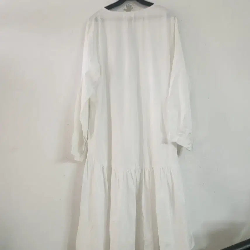 [BUNJANG] White Long Dress Balloon Sleeve / 화이트 롱 원피스 벌룬 소매