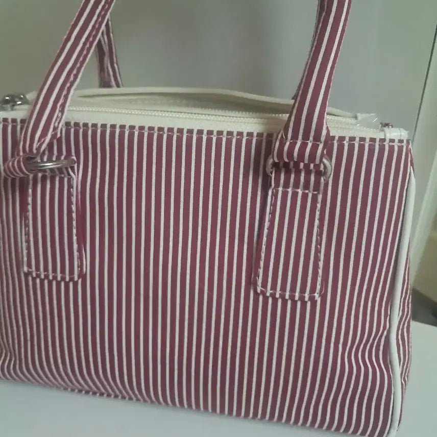 [BUNJANG] Polo Ralph Lauren Striped Tote Bag with Bear Charm / 폴로 랄프로렌 스트라이프 토트백