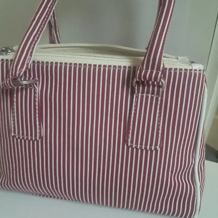 [BUNJANG] Polo Ralph Lauren Striped Tote Bag with Bear Charm / 폴로 랄프로렌 스트라이프 토트백