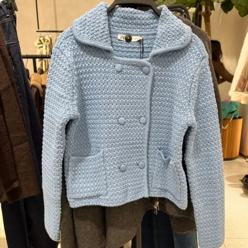 [BUNJANG] ZARA Peter Pan Collar Chunky Knit Tweed Cardigan XS / ZARA 자라 피터팬카라 청키 니트 가디건 트위드 XS