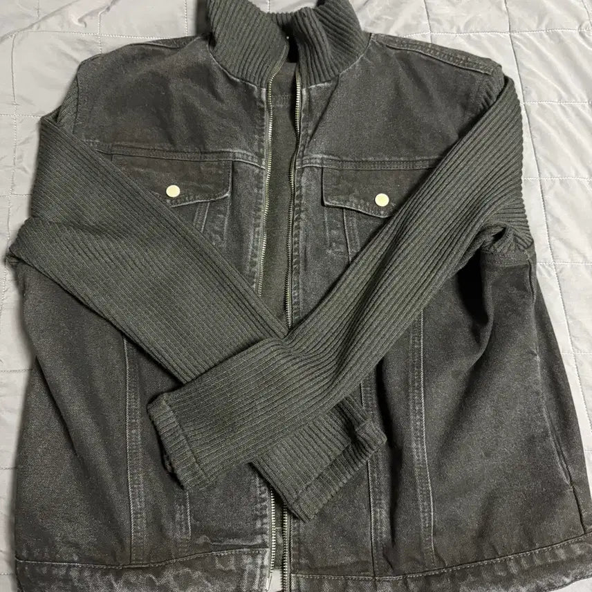 [BUNJANG] Day Crop Knit Zip-Up Jacket / 데이 크롭 니트 집업 자켓 L