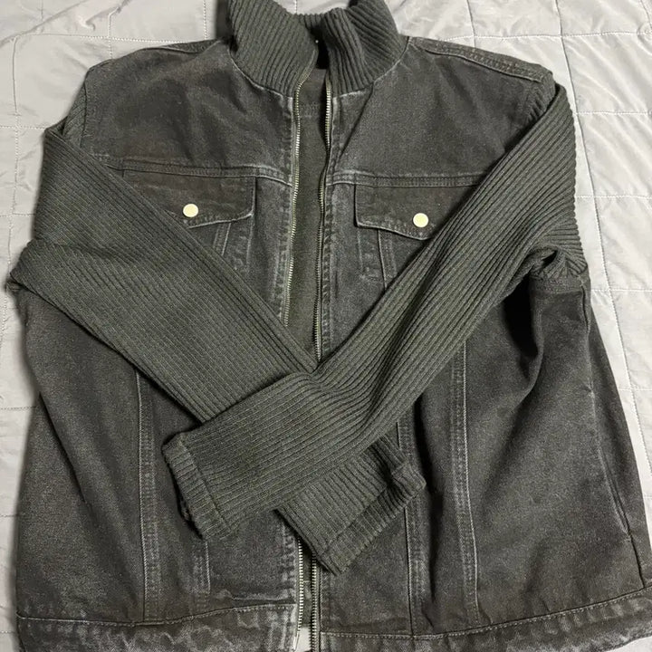 [BUNJANG] Day Crop Knit Zip-Up Jacket / 데이 크롭 니트 집업 자켓 L