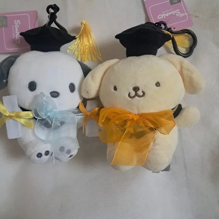 [BUNJANG] Sanrio Pochacco/Pompompurin Graduation Plush Keychain / 산리오 졸업 포챠코/폼폼푸린 인형 키링