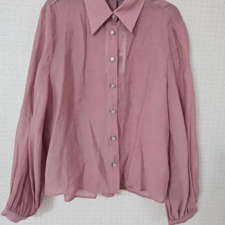 [BUNJANG] Zara Pink See-through Jewel Button Blouse XS / ZARA 자라 핑크 시스루 보석단추 블라우스 XS