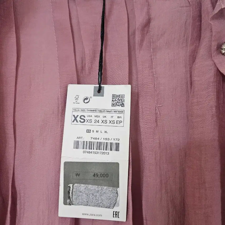 [BUNJANG] Zara Pink See-through Jewel Button Blouse XS / ZARA 자라 핑크 시스루 보석단추 블라우스 XS