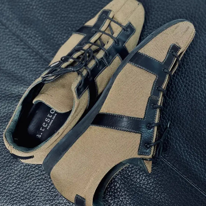[BUNJANG] A.Testoni Genuine T-Logo Sneakers Shoes 270 / [아 테스토니] 정품 T로고 스니커즈 구두 270