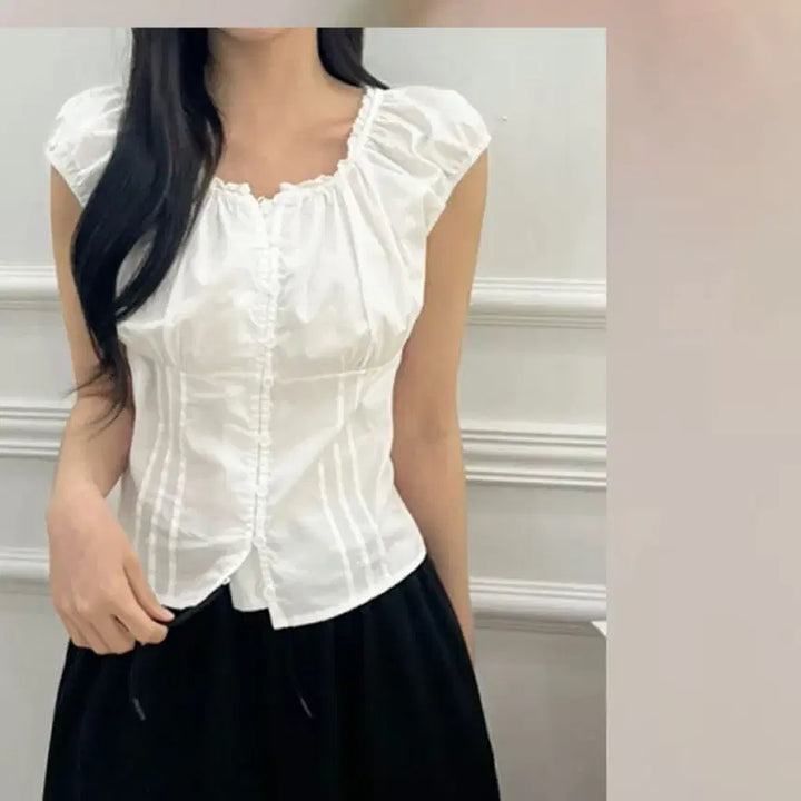 [BUNJANG] Near Wear Shirring Blouse / 니어웨어 셔링 블라우스