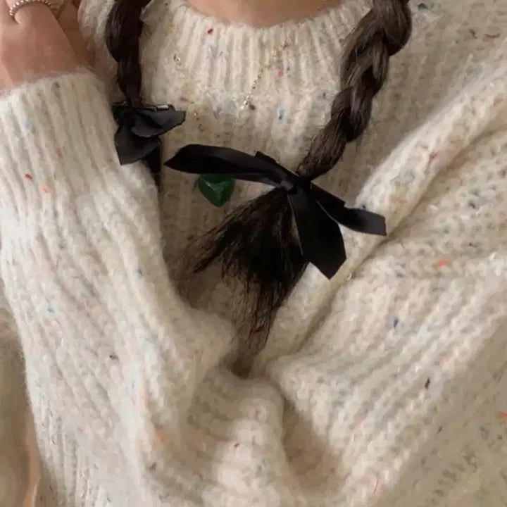 [BUNJANG] French Of Wool Pastel Loose Fit Winter Knit Ivory / 프렌치오브 울 파스텔 루즈핏 겨울 니트 아이보리 FREE