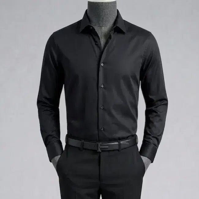 [BUNJANG] And Z Solid Black Dress Shirt / 지오지아 And Z / 앤드지 솔리드 블랙 드레스셔츠 / 100