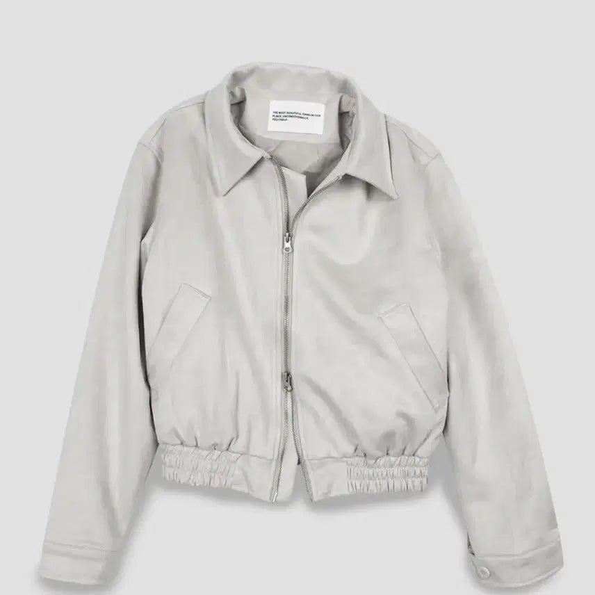 [BUNJANG] Beige Two-Way Suede Blouson Jacket / 베이지 투웨이 스웨이드 블루종 자켓