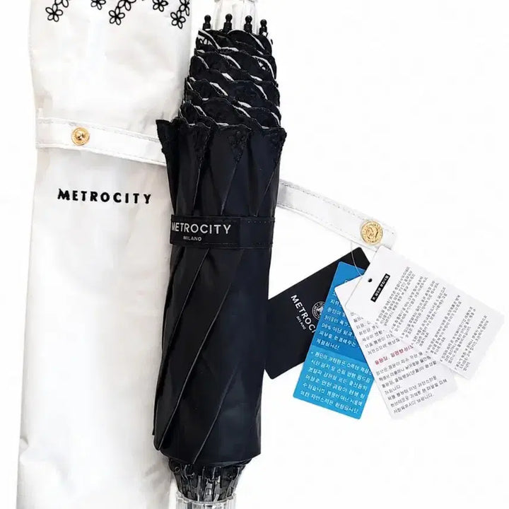 [BUNJANG] Metrociti White Floral Embroidery Sun Umbrella UV Protection / 메트로시티 (새상품) 화이트 꽃자수 양산 uv 좌외선차단