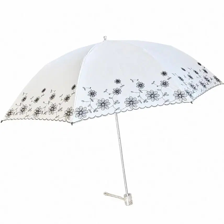 [BUNJANG] Metsu City White Embroidered Parasol UV Protection / 메트로시티 (새상품) 화이트 자수 양산 uv 좌외선차단