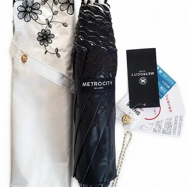 [BUNJANG] Metsu City White Embroidered Parasol UV Protection / 메트로시티 (새상품) 화이트 자수 양산 uv 좌외선차단